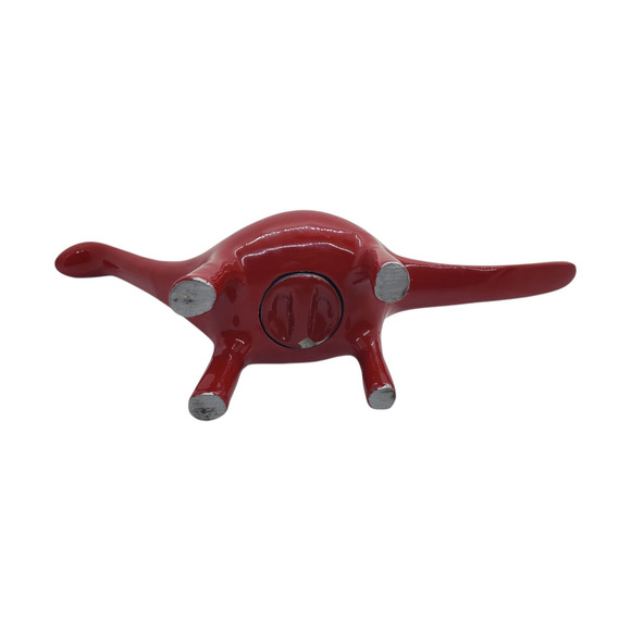 Red Metal Dinosaur Coin Bank Piggy Bank Brontosaurus Kids Decor RARE Vintage - Picture 6 of 9